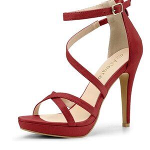 Allegra K Red Strappy Stiletto Heels Size 7.5 – Elegant Ankle Strap Sandals